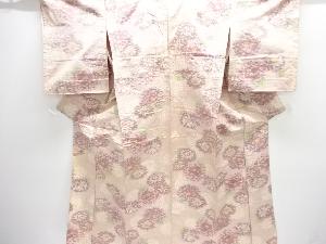 アンティーク　菊模様織り出し手織り紬単衣着物